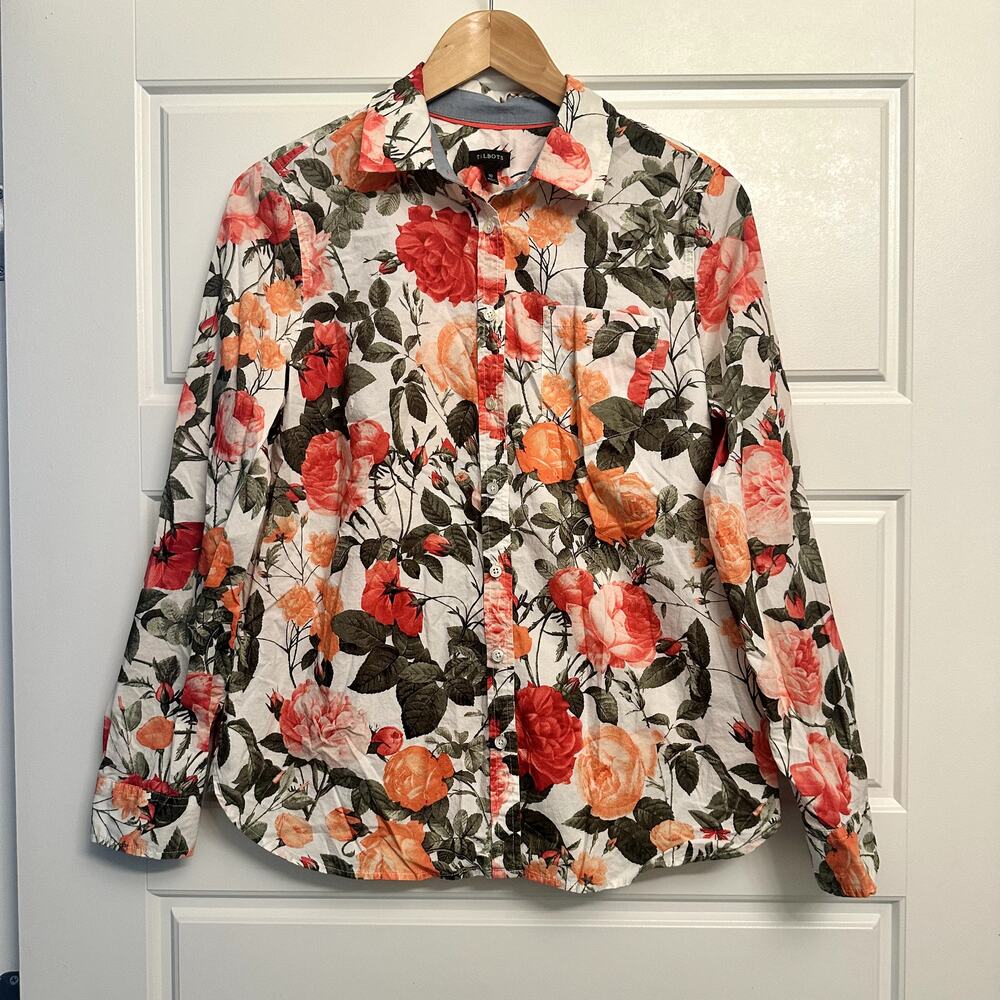 Talbots Floral Printed Button Down Shirt Sz 10